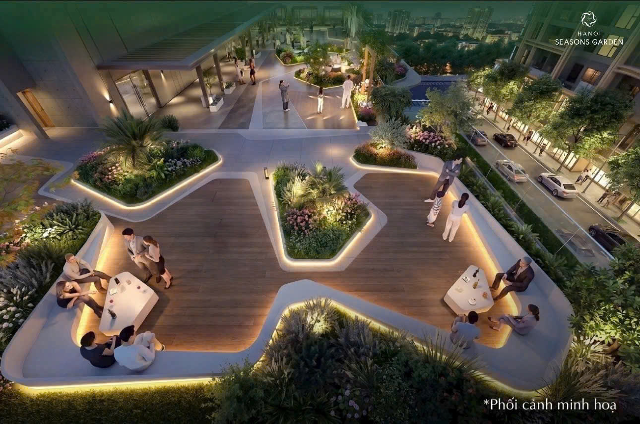 Sky garden – không gian xanh nội khu về đêm
